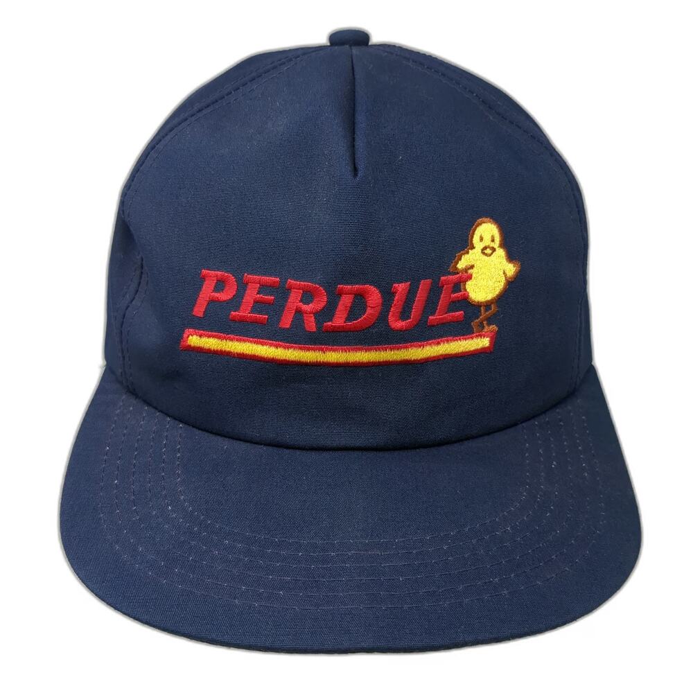 Perdue Farms Chicken Mascot Logo Blue Trucker Snapback Hat Poultry Vintage